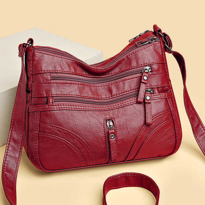 Damen Schultertasche mit Mehreren Taschen und Verstellbarem Riemen