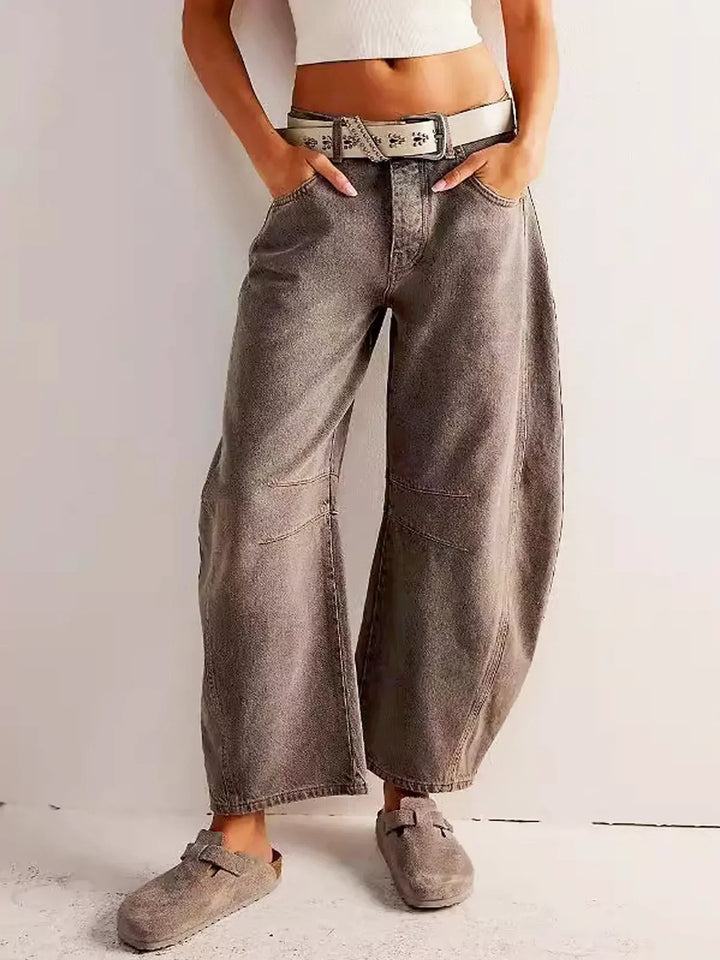 Gabriela | Damen Bedruckte Jeans mit Weitem Bein