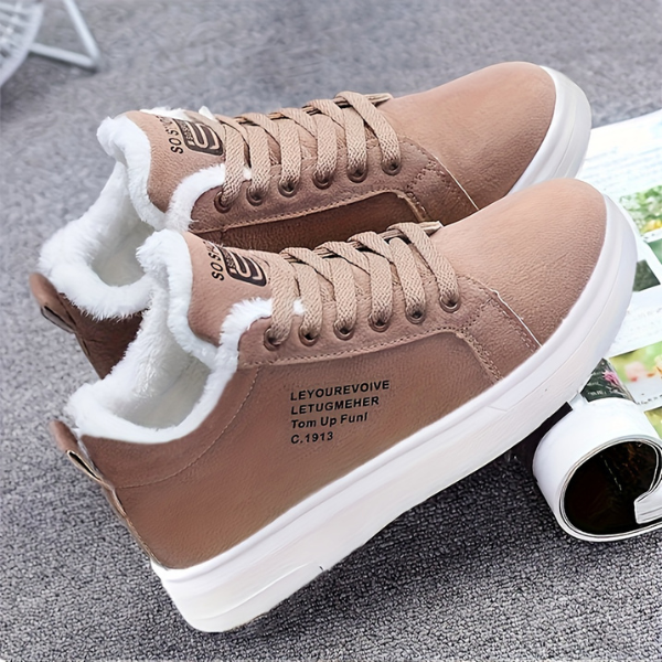 Damen Gefütterte Sneakers mit Schnürung Winter Casual