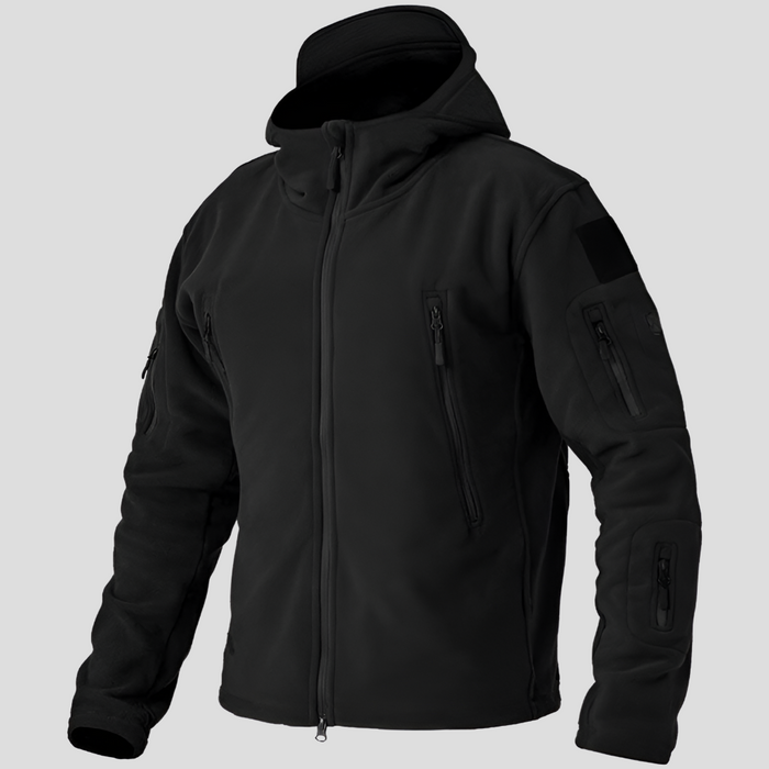 Herren Fleecejacke mit Kapuze und Mehreren Reißverschlusstaschen