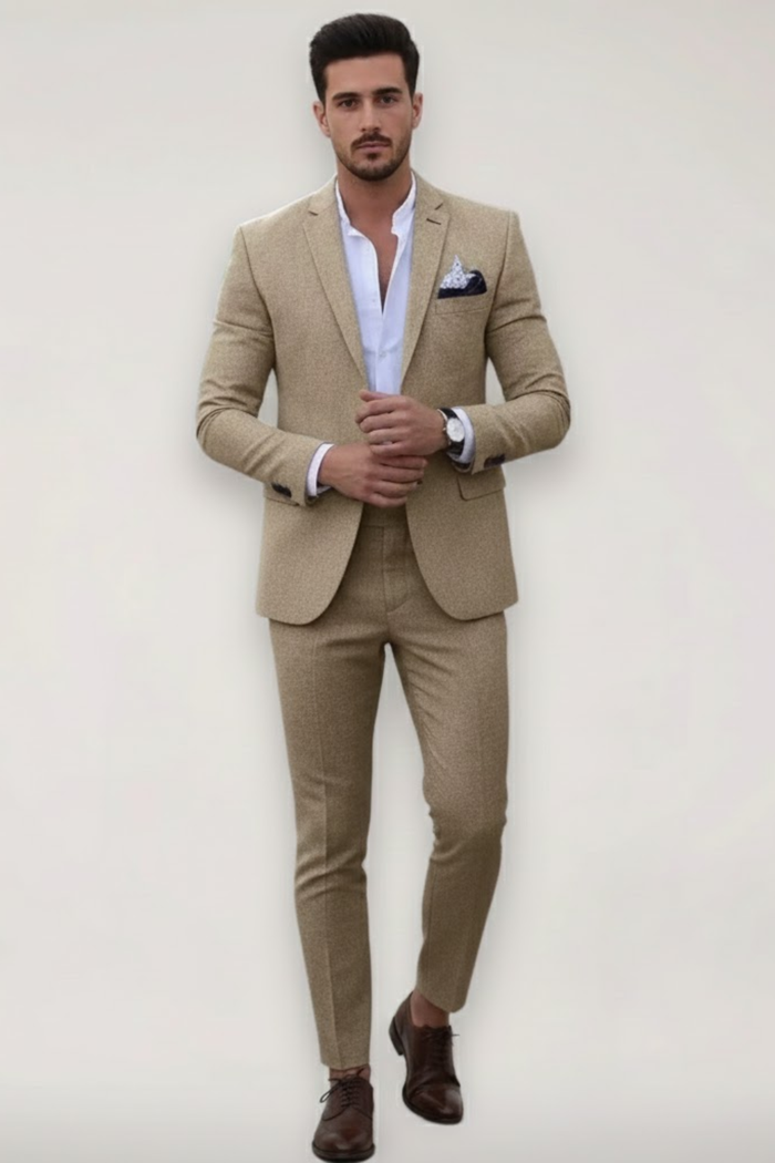 Jürgen | Herren Frühlings Formeller Slim-Fit Zweiteiliger Anzug