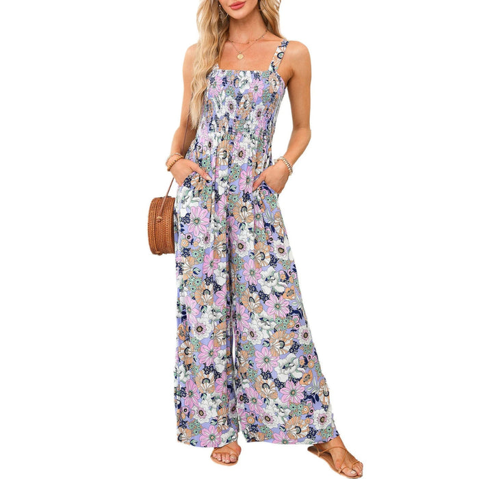 Ursula | Eleganter Damen-Frühlings-Jumpsuit mit Blumenmuster und weitem Bein