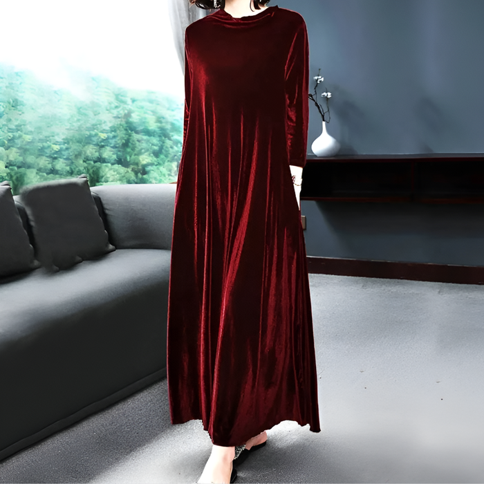 Damen Maxikleid mit Rollkragen und langen Ärmeln