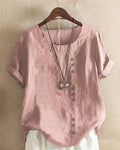 Doris | Damen Lässige Bluse mit Knopfdetail und Kurzarm