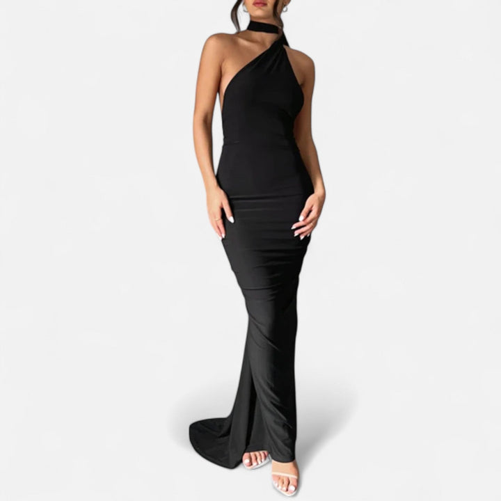 Lara | Damen Maxikleid mit Ein-Schulter-Neckholder