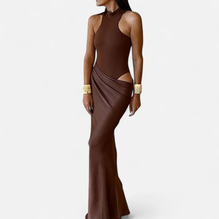 Kerstin | Damen Maxikleid mit Cut-Out und Neckholder