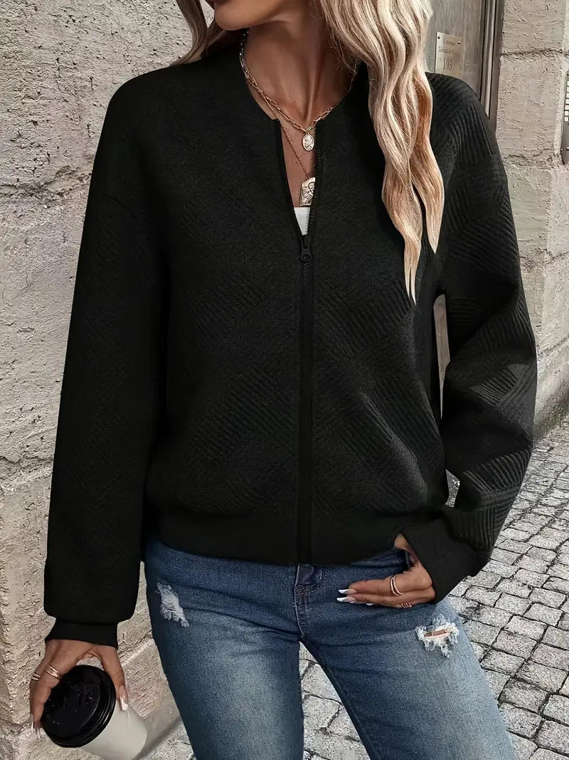 Jessica | Damen Strickjacke mit Reißverschluss und Struktur
