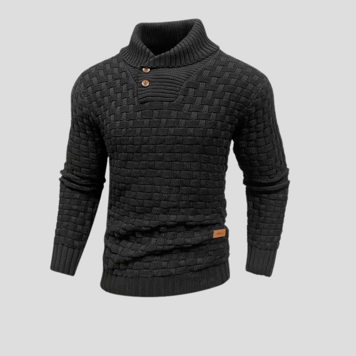 Herren Pullover mit Stehkragen und Knopfleiste