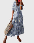 Michaela | Damen Boho Maxikleid mit V-Ausschnitt