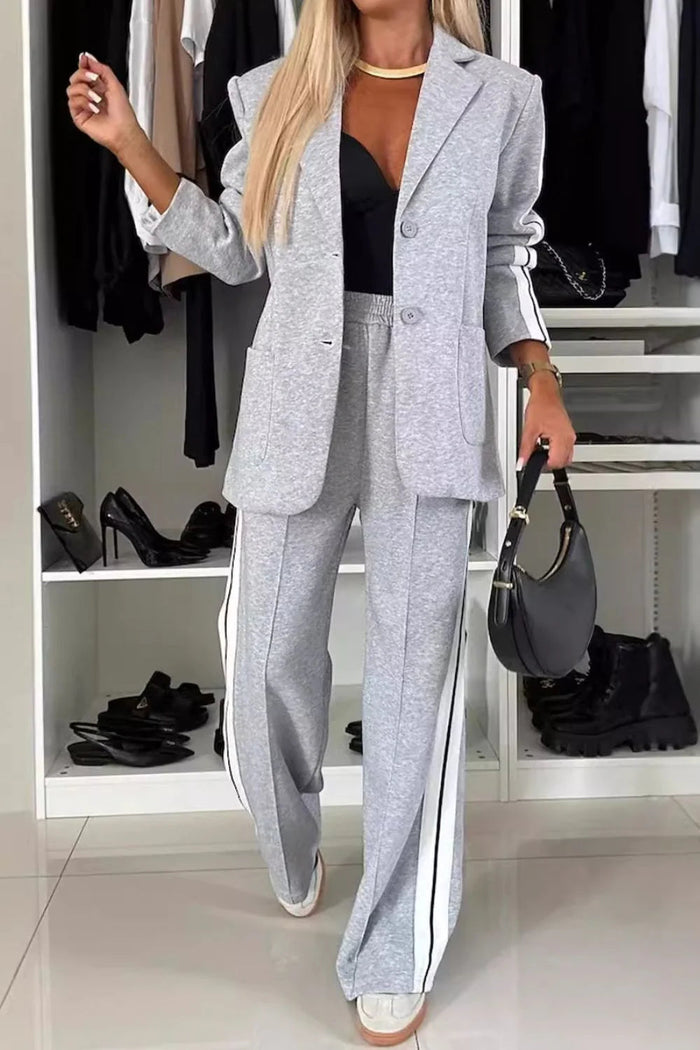 Damen Hosenanzug Blazer und Hose mit Seitenstreifen