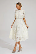 Jasmin | Damen Schickes Spitzen Midi Kleid