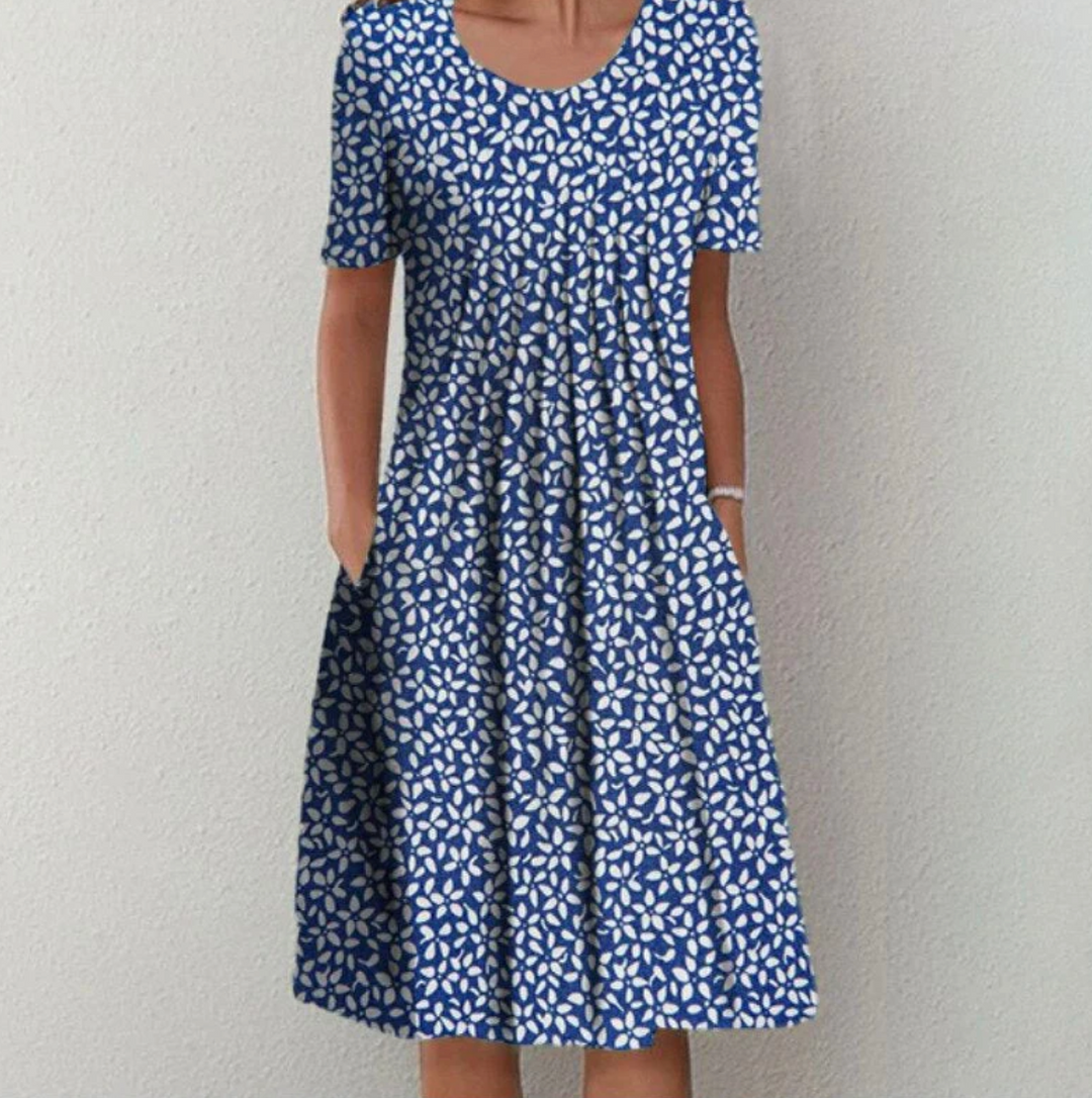 Tamara | Damen Midikleid mit lockerem Schnitt und Blumenmuster