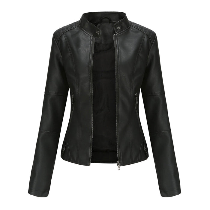 Kirsten | Damen Kunstleder-Bikerjacke mit Reißverschluss
