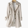 Gabriela | Damen Klassischer Langer Trenchcoat mit Knöpfen vorne
