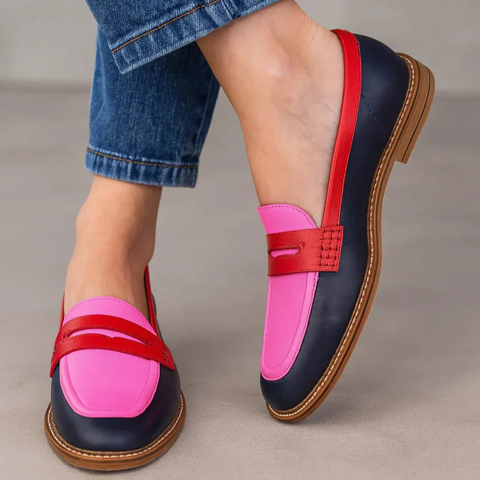 Damen Zweifarbige Loafer mit Kontrastdetail