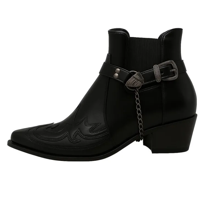 Herren Westernstiefel Spitze Zehenpartie mit Schnalle