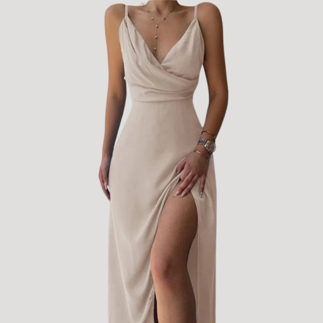 Nadine | Damen Maxi Kleid mit Schlitz für Hochzeitsgäste