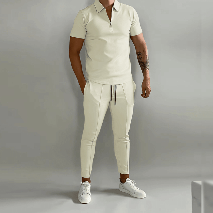 Bruno | Herren Freizeit-Poloshirt mit Reißverschluss, 2-teiliges Set