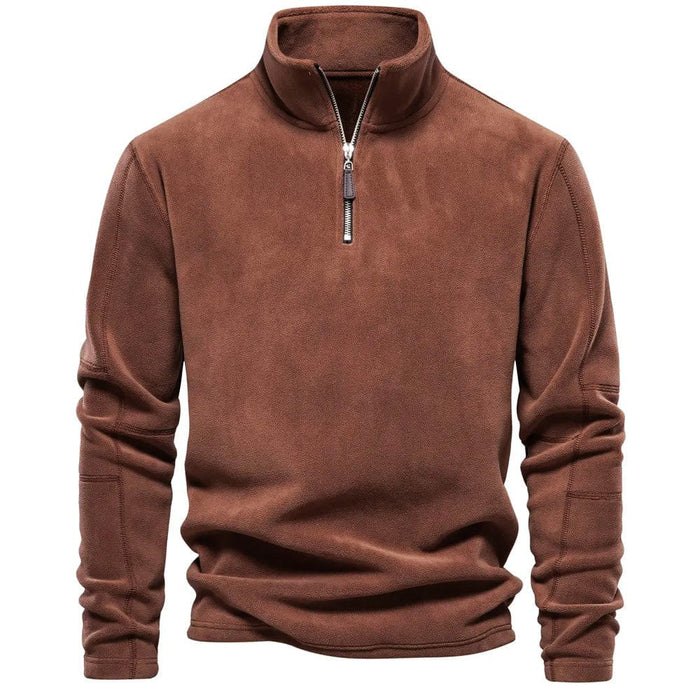 Herren Fleecepullover mit Stehkragen und Reißverschluss