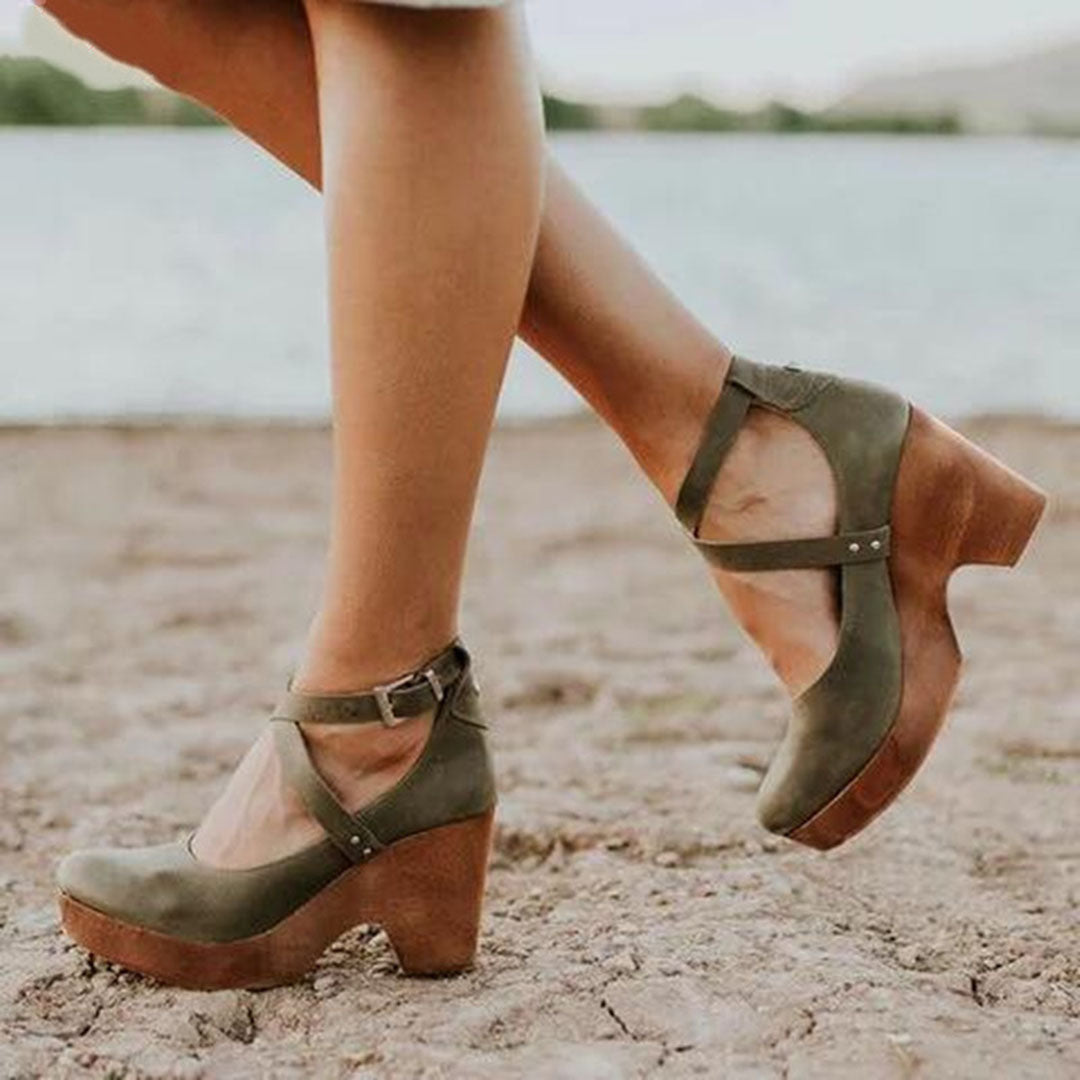 Julia | Damen Elegante Geschlossene Zehen Wedge High Heels