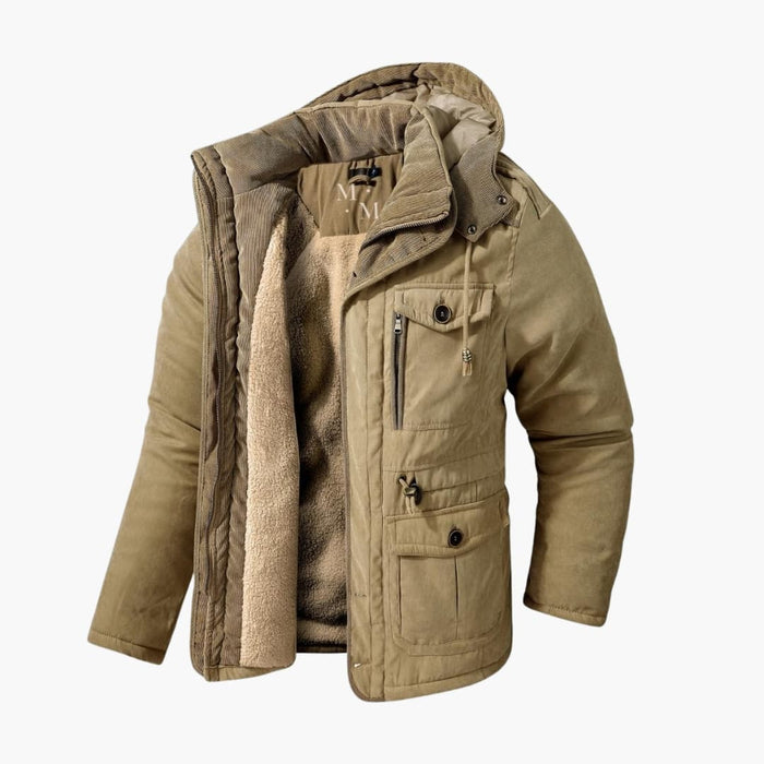 Herren Winterjacke mit Kapuze und Mehreren Taschen