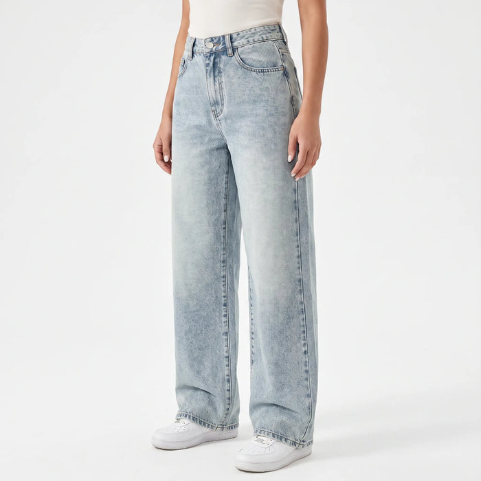 Damen High-Waist Wide-Leg Jeans mit Lockerer Passform