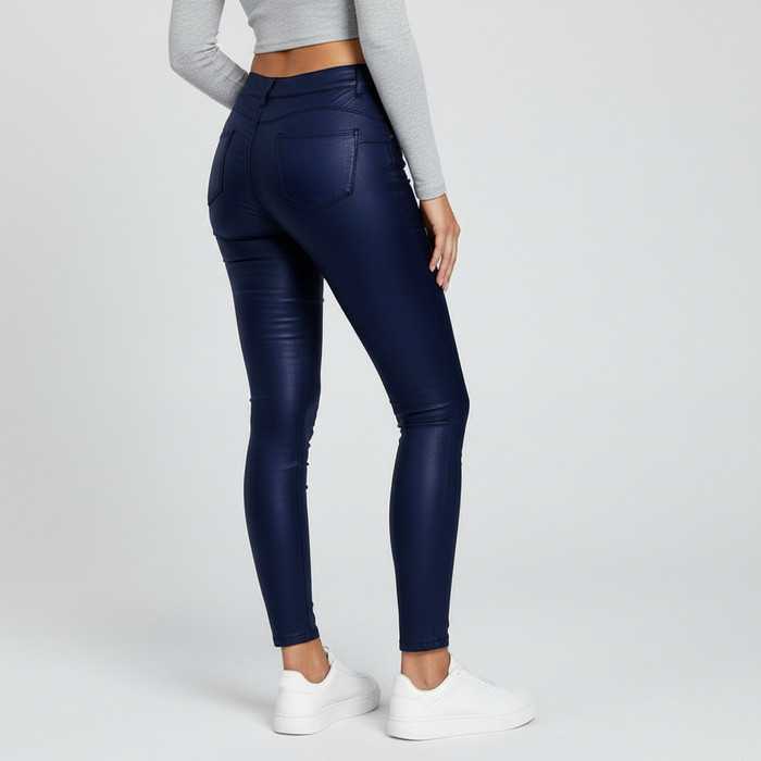 Damen Skinny-Hose mit Hohem Bund und Taschen