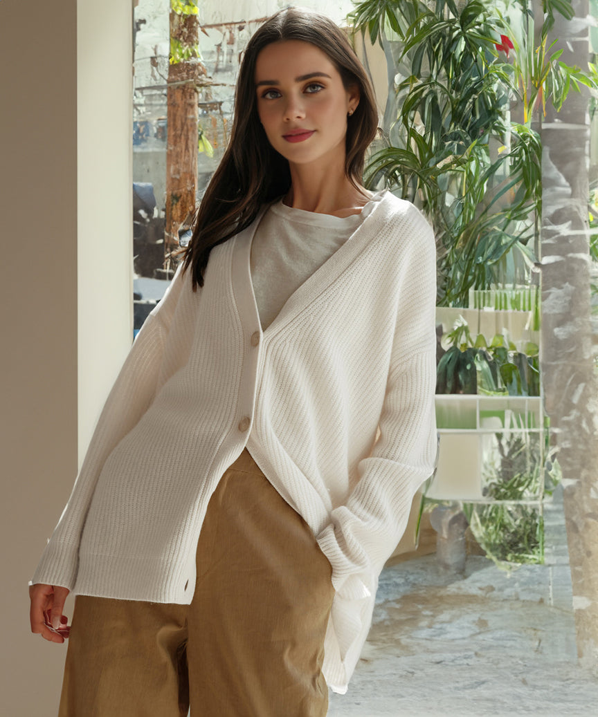 Johanna | Damen Oversized Strickjacke mit Knöpfen