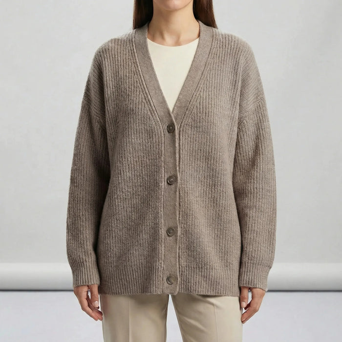 Damen Longcardigan mit durchgehender Knopfleiste