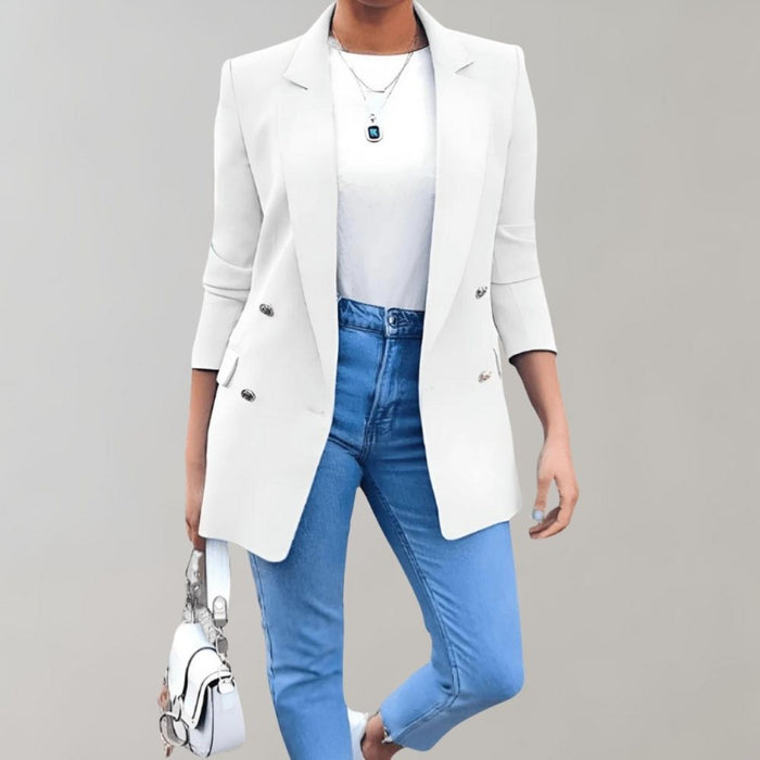 Damen Longblazer mit Reverskragen und Knopfleiste