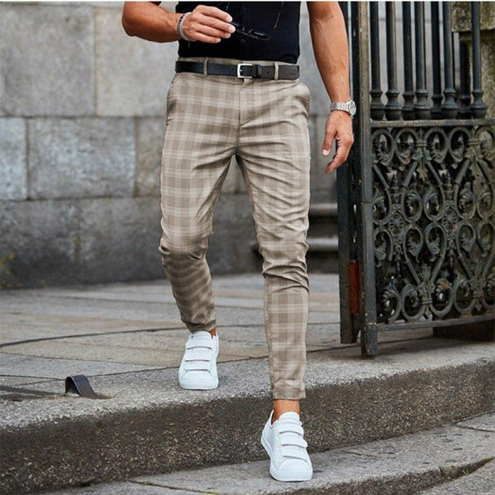Herren Karierte Chino Tapered Fit mit Seitentaschen