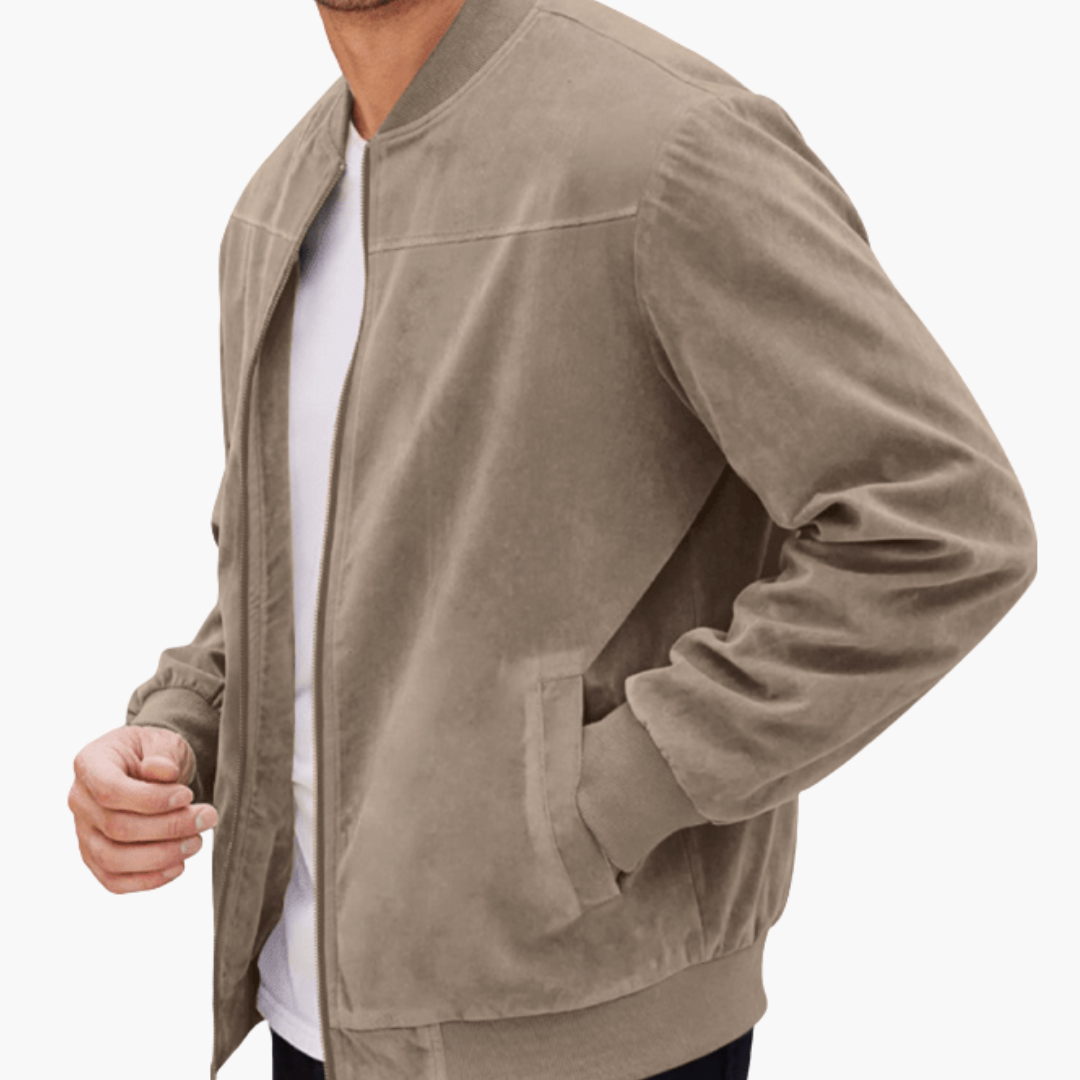 Elias | Herren Wildleder Bomber Lässige Zipper Übergangsjacke