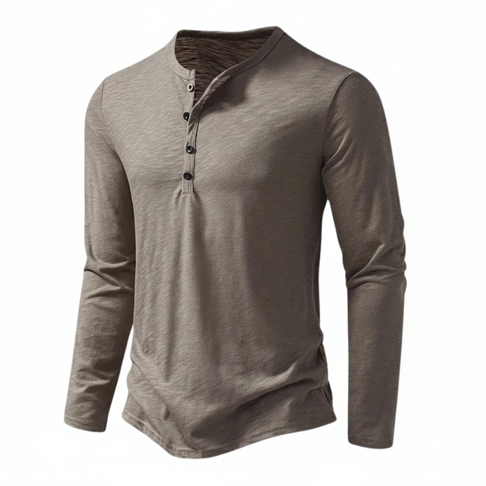 Benjamin | Herren Henley Langarmoberteil mit Knopfleiste am Kragen