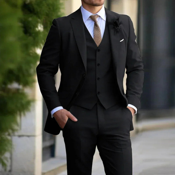 Herren 3-Teiliger Anzug Slim Fit mit Weste und Blazer