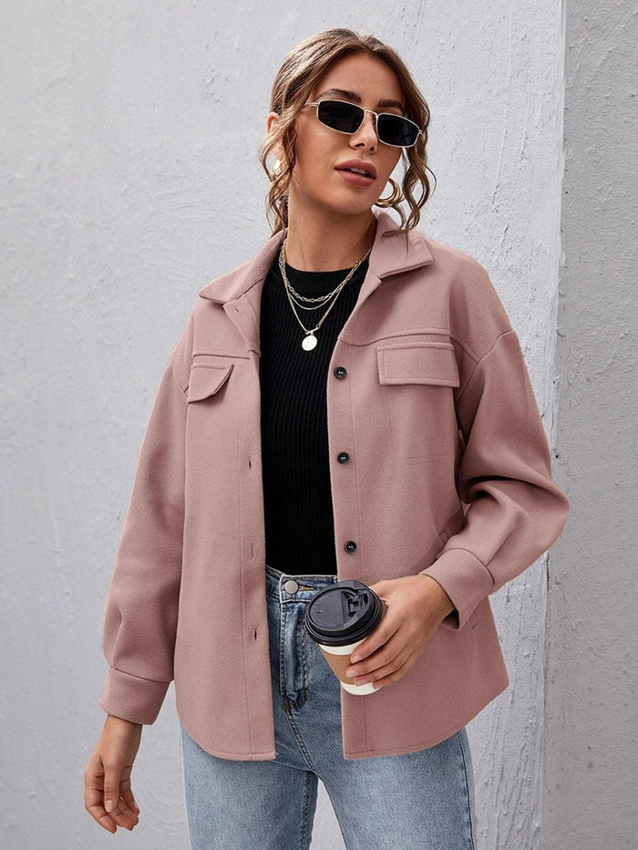 Damen Hemdjacke mit Knopfleiste Oversized Schnitt