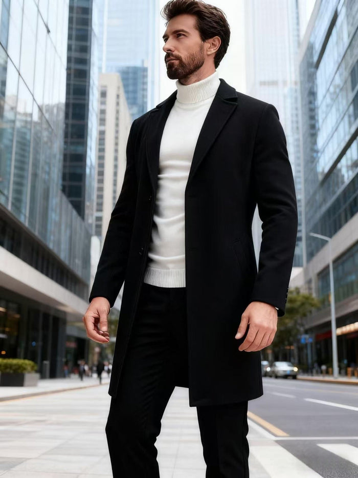 Herren Einreihiger Mantel mit Reverskragen für Business