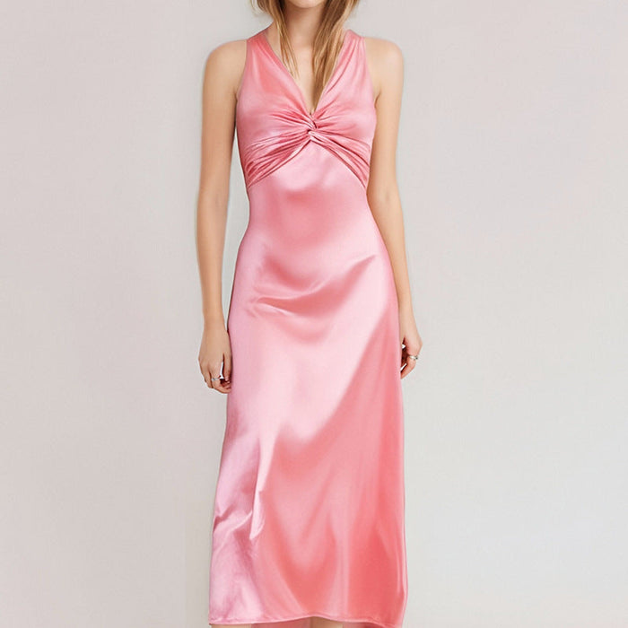 Damen Maxi-Kleid mit V-Ausschnitt und Wickeldetail