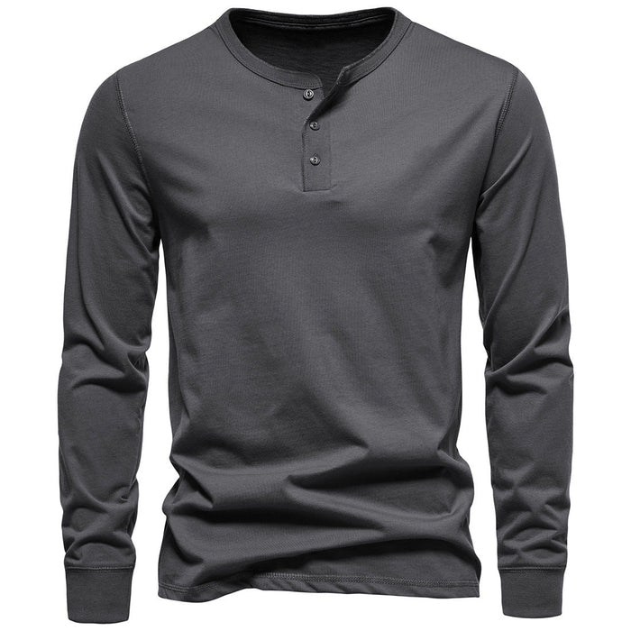 Herren Henley Shirt Langarm mit Knopfleiste