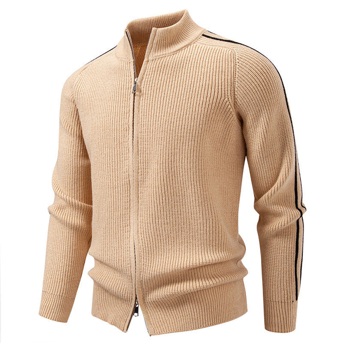 Herren Strickjacke mit Stehkragen und Reißverschluss