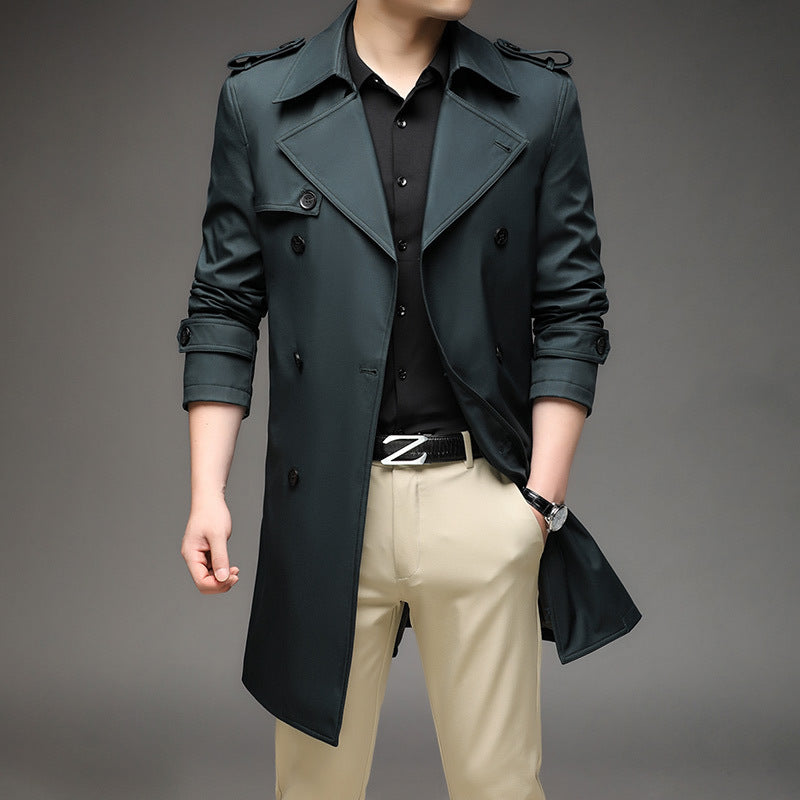 Herren Trenchcoat mit doppelreihiger Knopfleiste und Epauletten