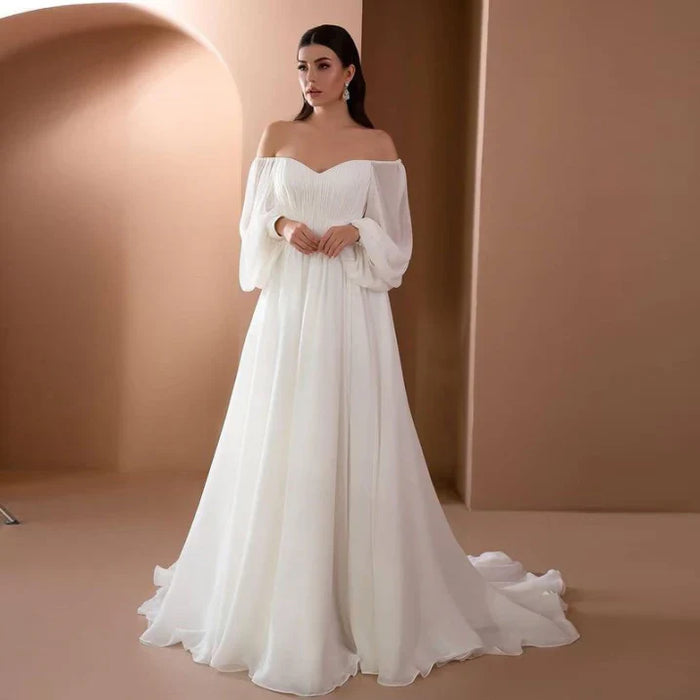 Daniela | Damen Maxikleid für Hochzeitsgäste mit Carmen-Ausschnitt