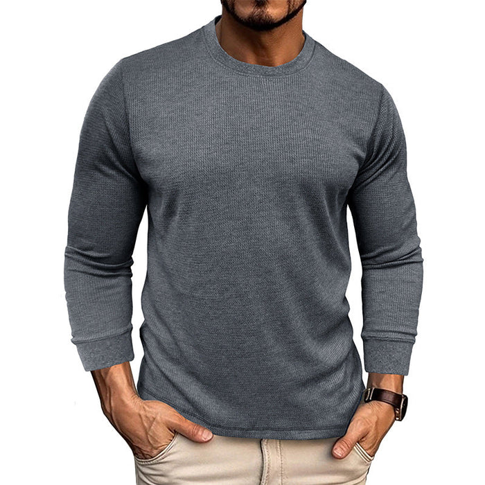Herren Langarm-Shirt mit Rundhalsausschnitt und Textur