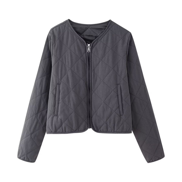 Damen Steppjacke mit Rundhalsausschnitt und Reißverschluss