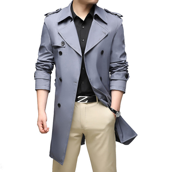Herren Trenchcoat mit doppelreihiger Knopfleiste und Epauletten