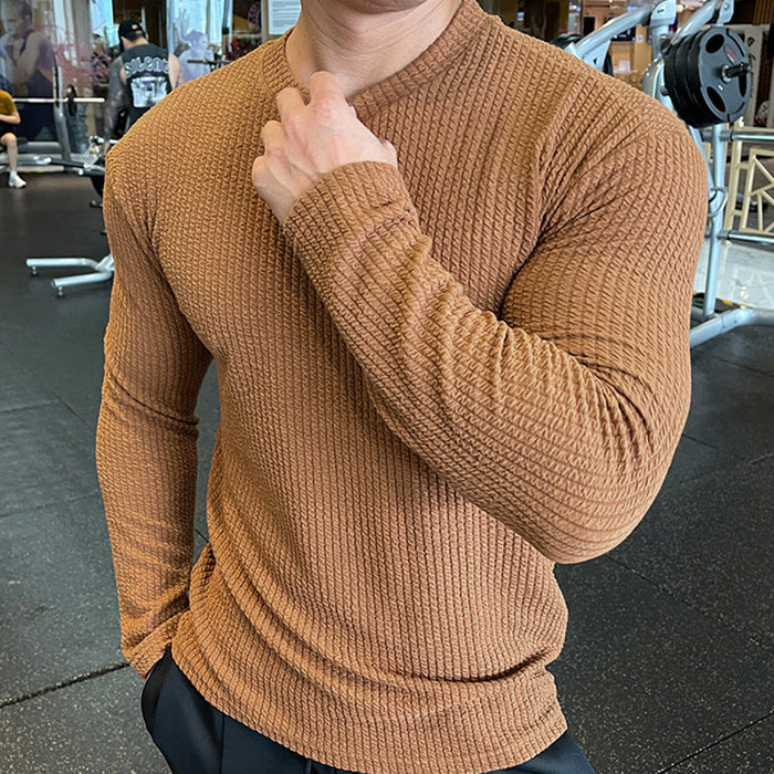 Herren Langarmshirt mit Strukturmuster und Rundhalsausschnitt