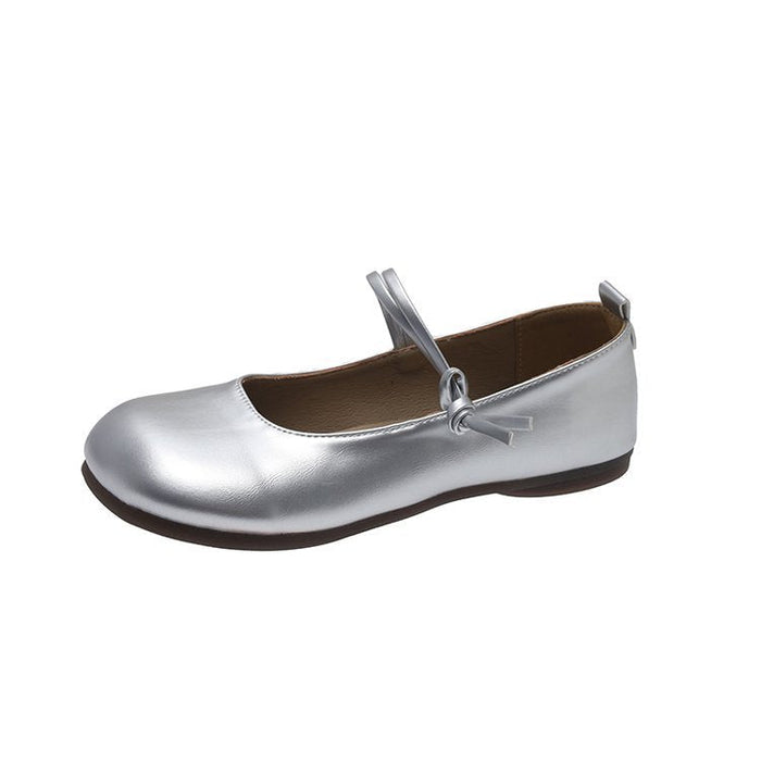 Damen Ballerinas mit Riemchen und Runder Zehenpartie