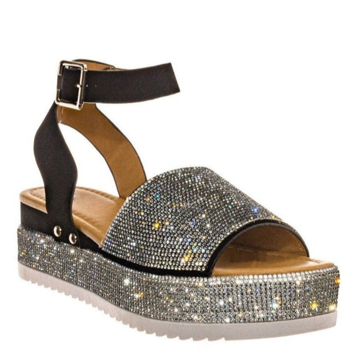 Jasmin | Damen Plateau Knöchelriemen Flache Freizeitsandalen