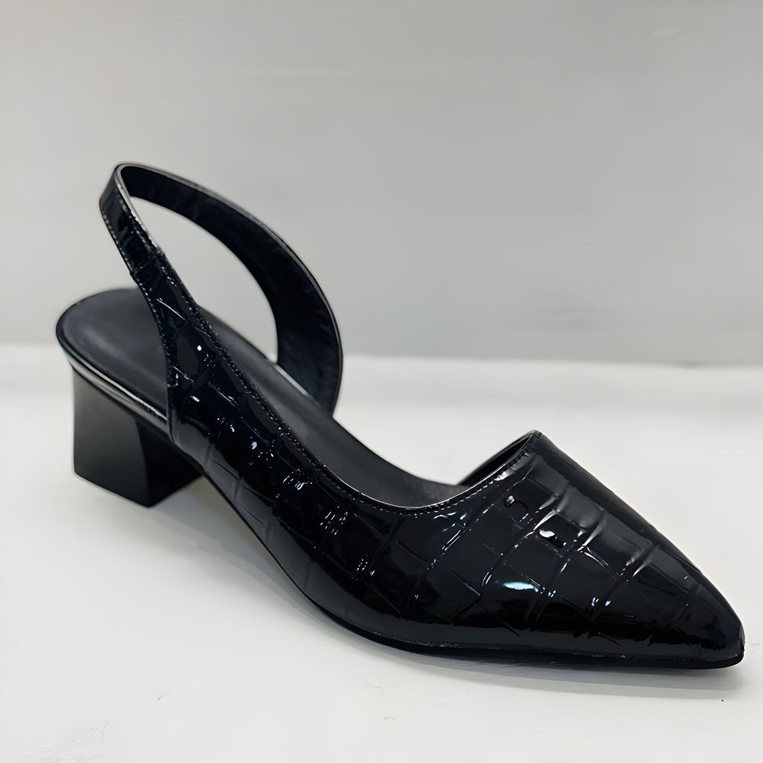 Bettina | Damen Spitz zulaufende Schuhe mit Blockabsatz