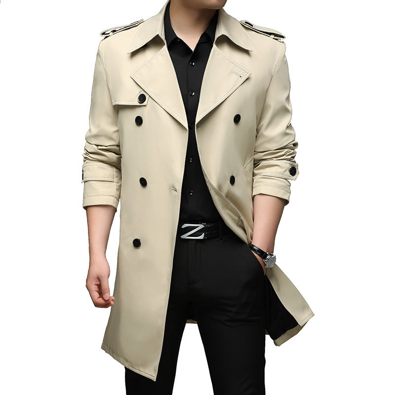 Herren Trenchcoat mit doppelreihiger Knopfleiste und Epauletten