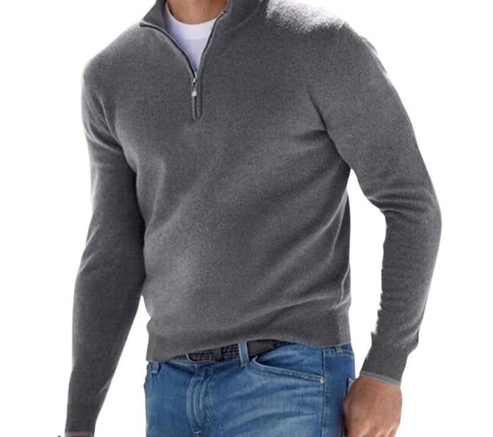 Herren Half Zip Pullover mit Stehkragen für Casual
